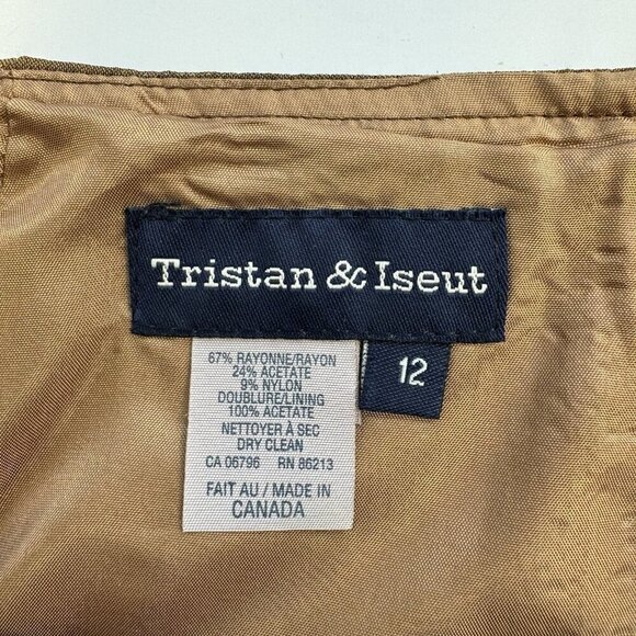 Vintage Tristan & Iseut Sheer Chiffon Floral Camel Color Maxi Skirt Sz 12 Lined - Picture 12 of 12